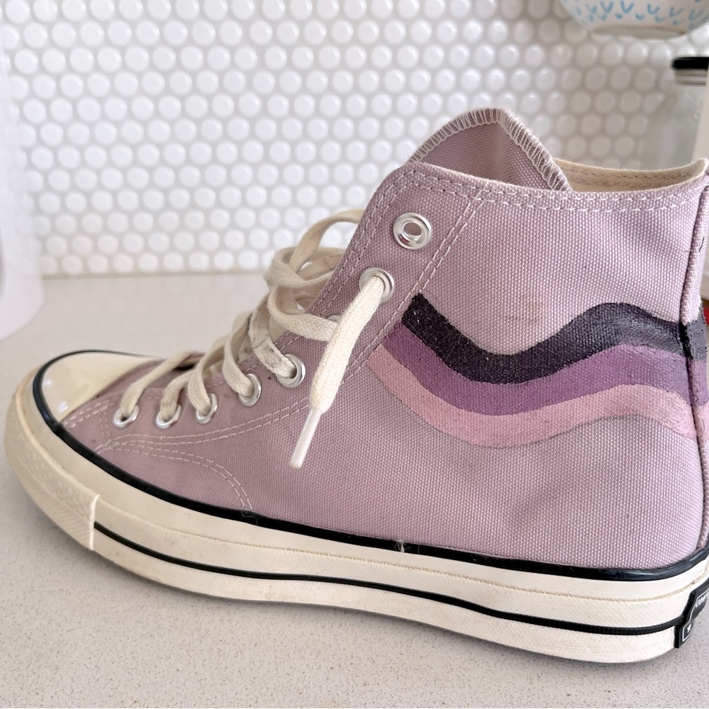 Purple CUSTOM PAINTED Chuck Taylor Hi top converse sneakers